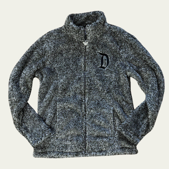 NEW Disneyland Plush Fleece Sherpa Zip-Up Gray Jacket for Women sz Medium - Picture 1 of 8